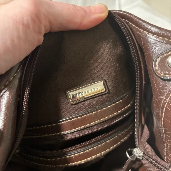 Vintage Rosetti Brown Hobo Shoulder Purse Abstract Print & Silver O-Ring Detail - Picture 14 of 14